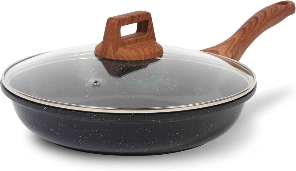 ESLITE LIFE Nonstick Ceramic Frying Pan Skillet, Non-Toxic Egg Omelette Kitchen Cooking Pans Compatible with All Stovetops (Gas, Electric & Induction), PTFE & PFOA Free (White, 8'')