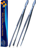 JETKONG 2 Pcs 12-Inch Kitchen Tweezers Fine Tweezer Tongs, Extra-Long Stainless Steel Cooking Tweezers (Silver)