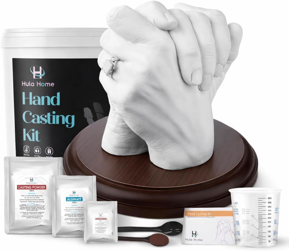 Hula Home Hand Casting Kit for Couples or Family with Mounting Plaque | Anniversary DIY Gifts Her & Him, Keepsake Sculpture Wedding Kids,