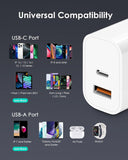 [4 Pack] USB C Charger Block Fast Charging Multiport Adpater [PD 20W USB-C & QC 3.0 USB-A Port] for i Phone 17/16/15/14/13/12/11/X/8, i Pad, Galaxy, Google, Galaxy & More - Zynora