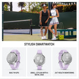 Garmin Lily® 2 Active, Small and Stylish Smartwatch, Built-in GPS, Hidden Display, Patterned Lens, Up to 9 Days Battery Life, Silver with Purple Jasmine Silicone Band