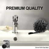 WhaleLife Shower Puff 4 Pack Black Bath Sponge Loofahs Pouf for Sensitive Skin