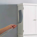 Retractable gap dust cleaner with extension pole and 3 microfiber cloths for under refrigerator, furniture, and appliance cleaning