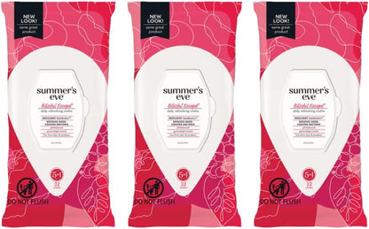 Summer's Eve Simply Sensitive feminine wipes, gentle pH-balanced micellar water formula for vaginal odor control, resealable packs of 32