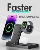Wireless Charger iPhone Charging Station: 3 in 1 Charger Stand Multiple Devices for Apple - iPhone 16e 16 15 14 Pro Max 13 12 11 - Watch 10 9 8 7 6 5 4 3 2 SE and Ultra Series - Airpods 4 3 2 Pro - Zynora