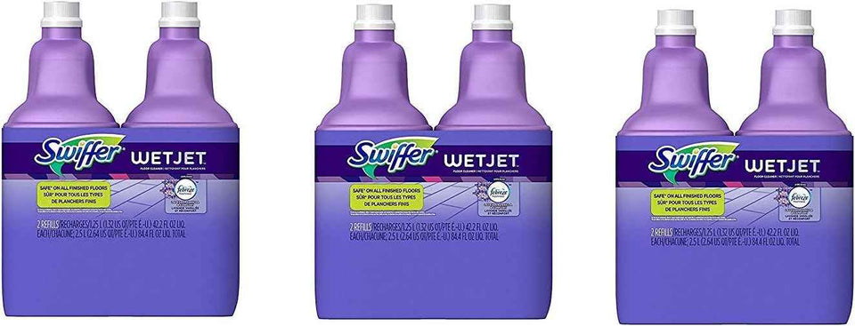 Swiffer WetJet Multi-Purpose and Hardwood Liquid Floor Cleaner Solution Refill, with Gain Scent, 42.2 fl oz each, (Pack of 2)