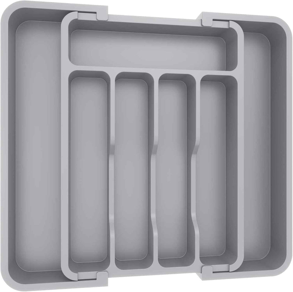 Lifewit Silverware Drawer Organizer, Expandable Utensil Tray for Kitchen, BPA Free Flatware and Cutlery Holder, Adjustable Plastic Storage for Spoons Forks Knives, 8.5-14 x 12", Black