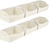 Closet Organizers Bins 6 Packs - Large Closet Shelf Organizer with Handles, Fabric Trapezoid Storage Bins, Collapsible Storage Cubes for Clothes, Towels, Light Gray