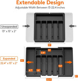 Lifewit Large Silverware Drawer Organizer - Expandable Utensil Tray for Kitchen, Adjustable Storage