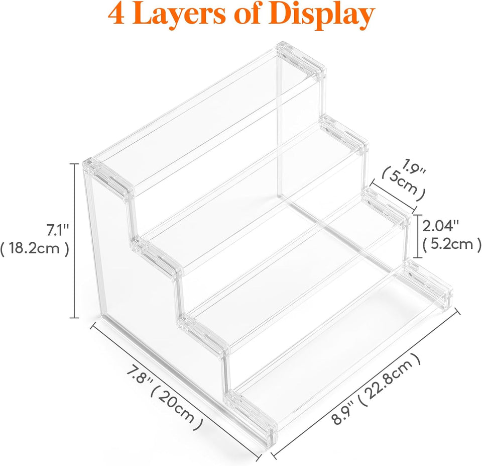 Lifewit 4 Tier Perfume Stand Organizer for Women, Plastic Display Riser, Tool-Free Assembly, Fragrance Makeup Cosmetics Shelf for Vanity Bedroom Bathroom Storage Organization, Clear, 9 Inch, 1 Pcs