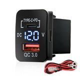 Nilight Rocker Switch Style USB Outlet Socket LED Voltmeter 12V PD Type C and QC 3 Outlets Car Using 1.28" x 0.87" Replacement with Inline Fuse for Sequoia Highlander Tacoma Tundra 4Runner RAVR