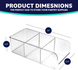 ELTOW 4-Pack Snack Organizer, 3-Compartment Plastic Bins with Removable Dividers, Chip & Food Storage for Pantry, Spices, Fridge, and Cabinet