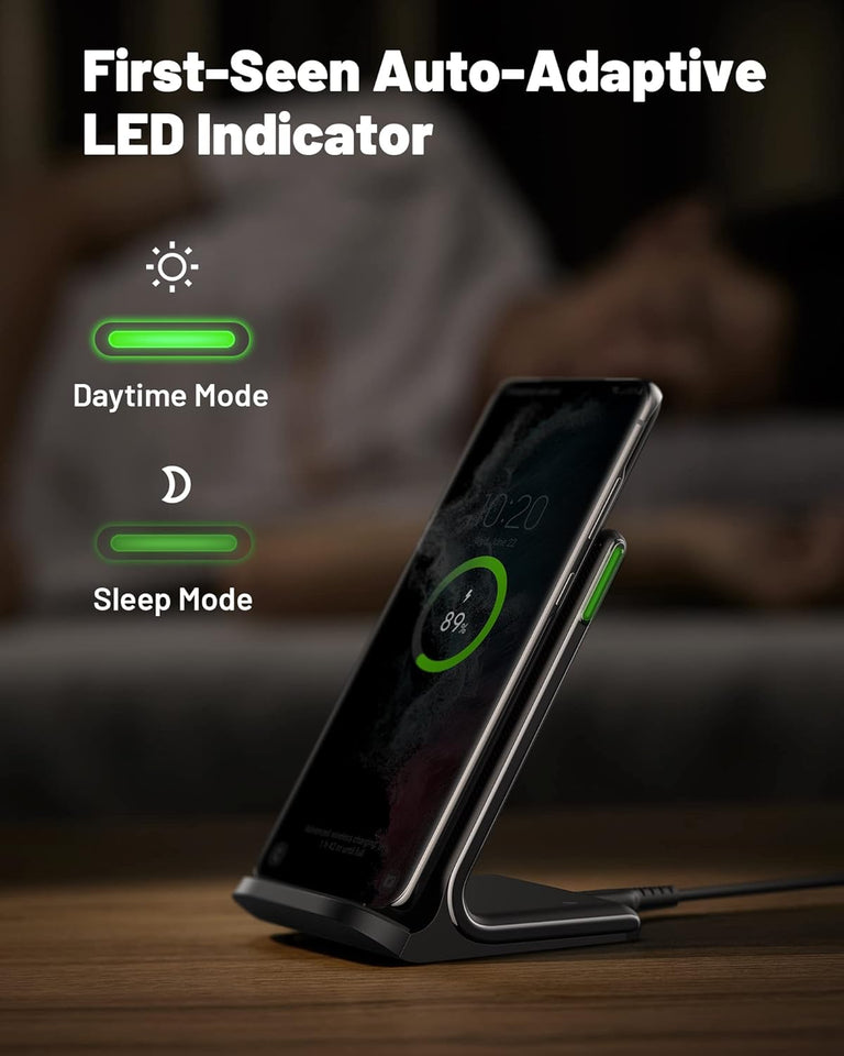 INIU Wireless Charger, 15W Fast Qi Certified Wireless Charging Station with Sleep-Friendly Adaptive Light Compatible with iPhone 16 15 14 13 Pro XS 8 Plus Samsung Galaxy S25 S24 S23 Note 20 Google etc - Zynora