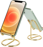 Cell Phone Stand for Desk, Cute Metal Gold Cell Phone Stand Holder Desk Accessories, Compatible with All Mobile Phones, iPhone, iPad