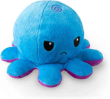 TeeTurtle Reversible Octopus Plushie - 4-Inch Pink + Aqua Two-Sided Flip Plush Toy with Embroidered Details - Cute Mini Collectible Plush for Kids, Teens, and Adults
