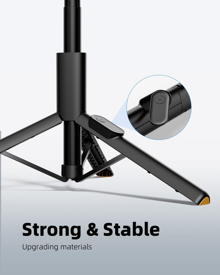 TODI Selfie Stick Tripod for iPhone, 60" Lightweight Phone Tripod Stand with Wireless Remote, Extendable Selfie Stick for iPhone, All-in-1, Compatible with iPhone/Android