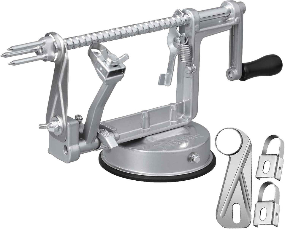 Apple Peeler Corer, Long lasting Chrome Cast Magnesium Alloy Apple Peeler Slicer Corer with Stainless Steel Blades and Powerful Suction Base for Apples and Potato(Red)
