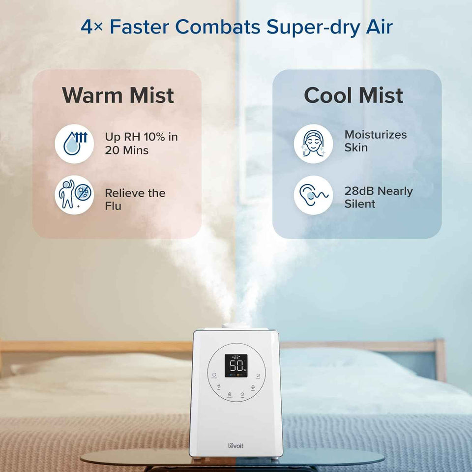 LEVOIT LV600S Smart Warm and Cool Mist Humidifiers for Home Bedroom Large Room, (6L) 753ft² Coverage, Quickly & Evenly Humidify Whole House, Easy Top Fill, App & Voice Control - Quiet Sleep Mode