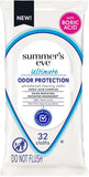 Summer's Eve fragrance-free feminine wipes, gentle pH-balanced micellar water formula for vaginal odor control, resealable pack, 32 wipes