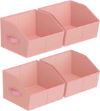 Closet Organizers Bins 6 Packs - Large Closet Shelf Organizer with Handles, Fabric Trapezoid Storage Bins, Collapsible Storage Cubes for Clothes, Towels, Light Gray