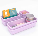 10 PCS Drawer Organizer Set, 4 Size Makeup Drawer Divider Organizer With Non-Slip Pads, Interlocking Plastic Storage Bins for Office,Jewelry Vanity,Gadgets, Bathroom,Kitchen, Black