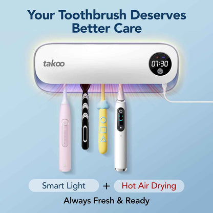 takoo 4 slots wall mounted toothbrush holder with smart hot air drying technology rechargeable smart gadget