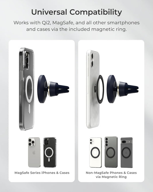 iOttie Velox MagSafe Compatible Air Vent Car Phone Holder. Unversal Magnetic Car Phone Mount for iPhone 12/13/14/15/16/17 Series & Android Phones via Included Magnetic Ring Adapter