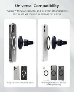 iOttie Velox MagSafe Compatible Air Vent Car Phone Holder. Unversal Magnetic Car Phone Mount for iPhone 12/13/14/15/16/17 Series & Android Phones via Included Magnetic Ring Adapter