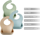 PandaEar Set of 3 Silicone Baby Bibs Waterproof, Soft, Unisex, 10-72 Months