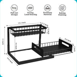 realinn black 2-tier under sink organizer with pull-out cabinet storage and slide-out shelf for small kitchens