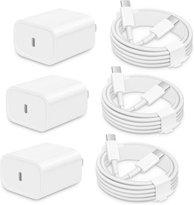 3 Pack AISNI Fast Charger Block Compatible with iPhone 17 16 15 Charger Fast Charging USB C Charger Long Type C Chargers Cord 6 FT for iP17 Air/17 Pro Max/16/15 Pro Max Series and Type C Device-White