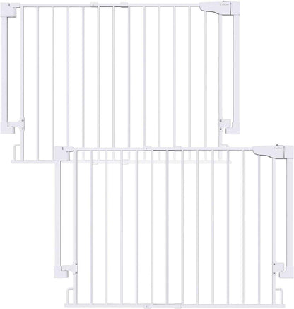 Cumbor 29.2–43" Baby Gate for Stairs, Wall-Mounted (Drill Required), Expandable No Bottom Bar Dog Gate, Auto Close Extra Wide Walk Thru, Pet & Toddler Proof Gate, Top & Bottom of Stairways (White)