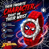 Spiderman Time Teacher Watch for Kids - Red Silicone Strap, Easy-to-Read Dial, Water Resistant, with Special Tin