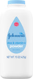 Johnson's Baby Powder with Naturally Derived Cornstarch, Aloe & Vitamin E for Delicate Skin, Hypoallergenic, Free of Parabens, Phthalates & Dyes for Gentle Baby Skin Care, 15 oz