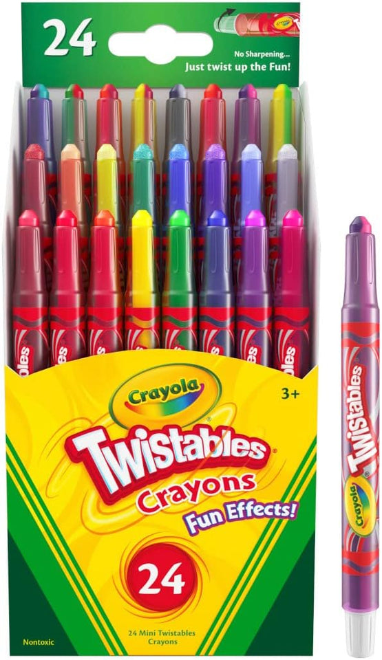 Crayola Twistables Crayons for Kids (24ct) School Supplies for Toddlers, Less Mess Coloring, Gifts for Boys & Girls, Ages 3, 4, 5