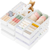 Criusia Drawer Organizer Clothes, 10 Pack Dresser Organizer for Baby Clothes, Underwear, Sock- Foldable Closet Organization and Storage Dividers Bins for Nursery, Bedroom (Beige)