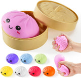 Dumpling Squishies, Glitter Dumpling Mystery Box, Colorful Dumplings Stress Balls Fidget Sensory Toy, Stocking Stuffers with Food Steamer Stretchy Desk Toys