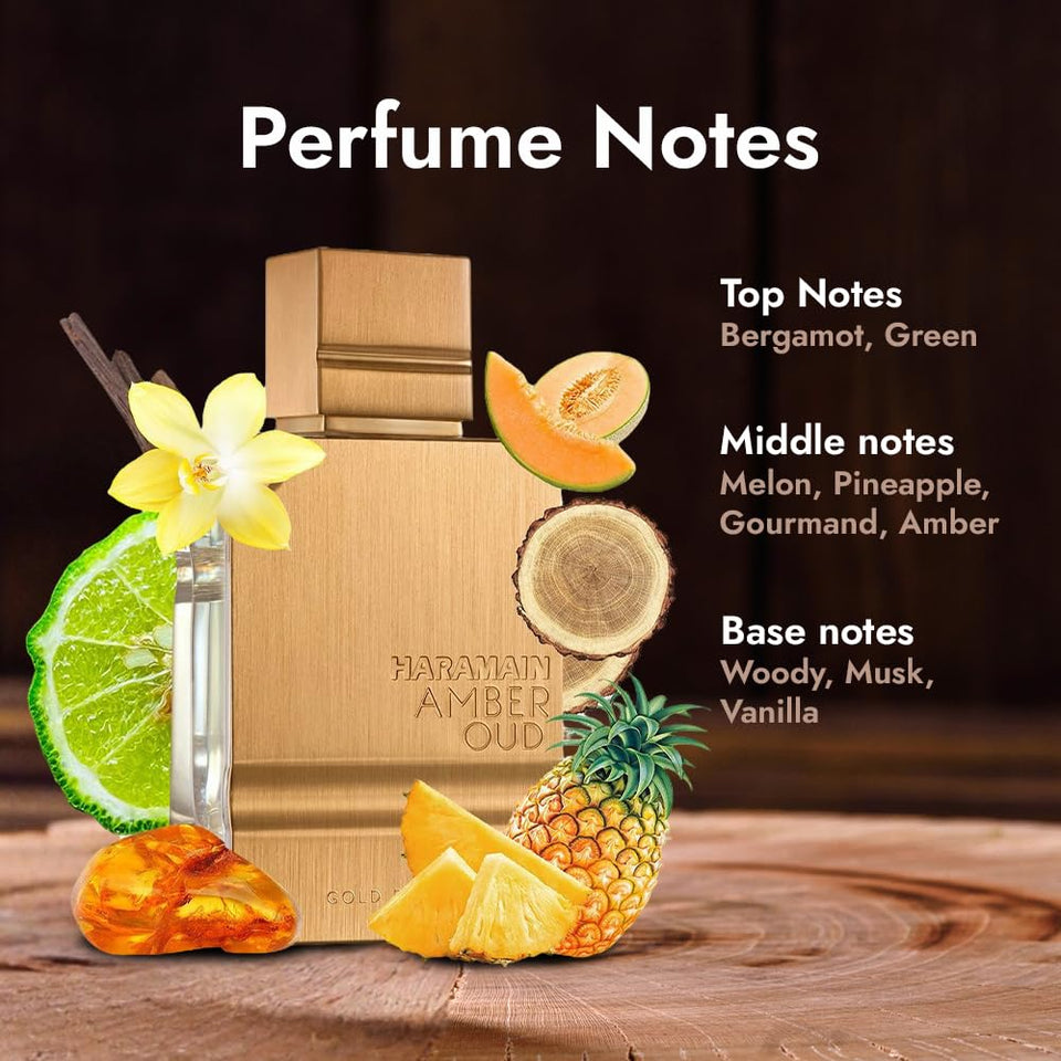 Al Haramain Amber Oud Gold Edition - Arabian Perfume for Women and Men Unisex - Long Lasting Amber - 2 oz