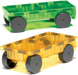 MAGNA-TILES Cars – Green & Yellow 2-Piece Magnetic Construction Set, The Original Magnetic Building Brand