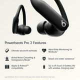 Beats Powerbeats Pro 2 - Wireless Noise Cancelling Workout Earbuds with Secure- Fit Earhooks, Up to 45-Hour Battery with Charging Case, Sweat & Water Resistant, Heart Rate Monitoring - Jet Black
