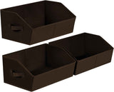 Closet Organizers Bins 6 Packs - Large Closet Shelf Organizer with Handles, Fabric Trapezoid Storage Bins, Collapsible Storage Cubes for Clothes, Towels, Light Gray