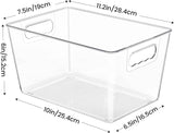 YIHONG 6 Pack Clear Pantry Organizer Bins, Plastic Containers with Handle for Kitchen,Freezer,Cabinet,Closet,Bathroom Under Sink Storage