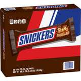 snickers full size bulk milk chocolate candy bars, 1.86 oz bar, 48 count box