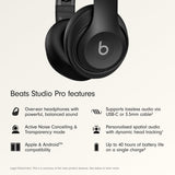 Beats Studio Pro Premium Wireless Over-Ear Headphones- Up to 40-Hour Battery Life, Active Noise Cancelling, Great for Travel & Commuting, USB-C Lossless Audio, Apple & Android Compatible -Black