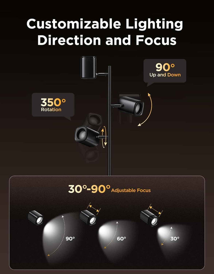 Govee Tree Floor Lamp Compatible with Matter, 3 Rotatable Lights with LuminBlend Technology, Standing Lamp with 64 Dynamic Scenes, Music Sync, Ideal Floor Lamp for Living Room, Bedroom, Office