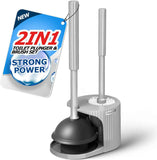 2 in 1 Toilet Plunger and Brush Set，Extended Handle Plunger，Toilet Bowl Brush Plunger Set, Bathroom Cleaning Tools ，Toilet Brush Plunger Combo，Cleaning Brush，Bathroom Cleaning Supplies