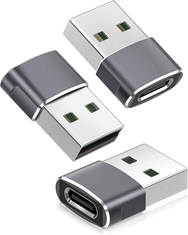 Basesailor USB to USB C Adapter,USBC Female to USB A Male Adapter,Type C Converter Charger for iPhone 17 Pro Max,16 15,Apple Watch iWatch S11 S10 SE,AirPods 3,iPad mini Air,Samsung Galaxy S25,Gray