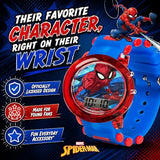 Marvel Spider-Man Kids' LCD Watch – Flashing LED Bullet Band, Digital Time Display, Red & Blue Design, Durable Plastic Case, Adjustable Silicone Strap – Fits Wrists 5.5" to 8"