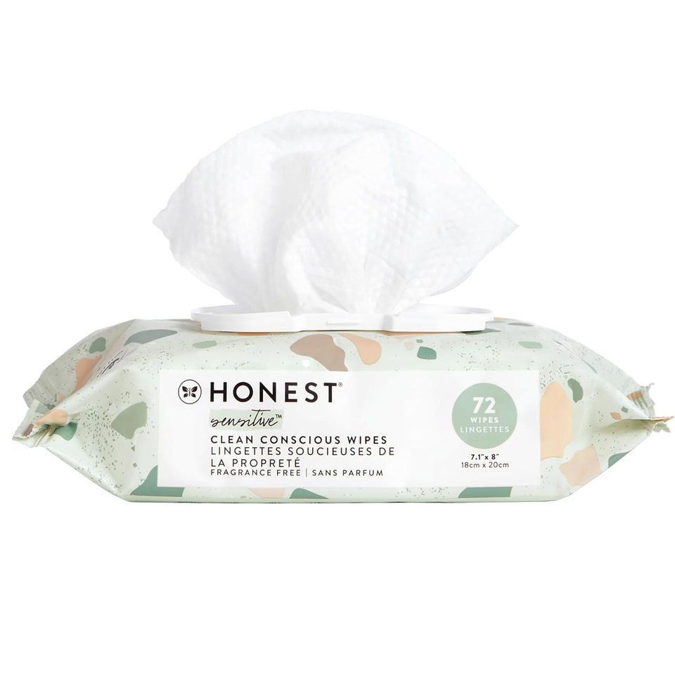Honest Company Hypoallergenic Baby Wipes for Sensitive Skin, Fragrance-Free, 576 Count (6 Packs of 96)