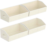 Closet Organizers Bins 6 Packs - Large Closet Shelf Organizer with Handles, Fabric Trapezoid Storage Bins, Collapsible Storage Cubes for Clothes, Towels, Light Gray